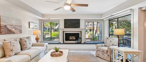 Flat-screen TV, DVD player