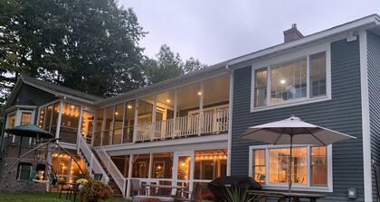 Family Friendly Waterfront Estate on Lake Wicwas w/ Private Beach & Dock