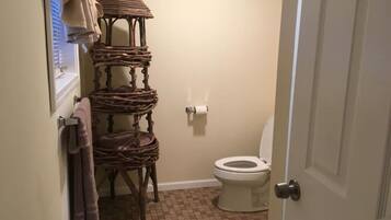 Douche, serviettes fournies, papier toilette