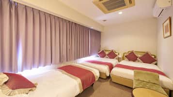 Desk, laptop workspace, free WiFi, bed sheets