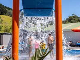 Outdoor pool, a heated pool, sun loungers
