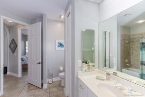 Bathtub, hair dryer, towels