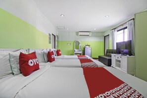 Desk, free WiFi, bed sheets
