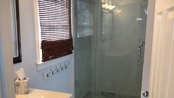 Combined shower/tub, hair dryer