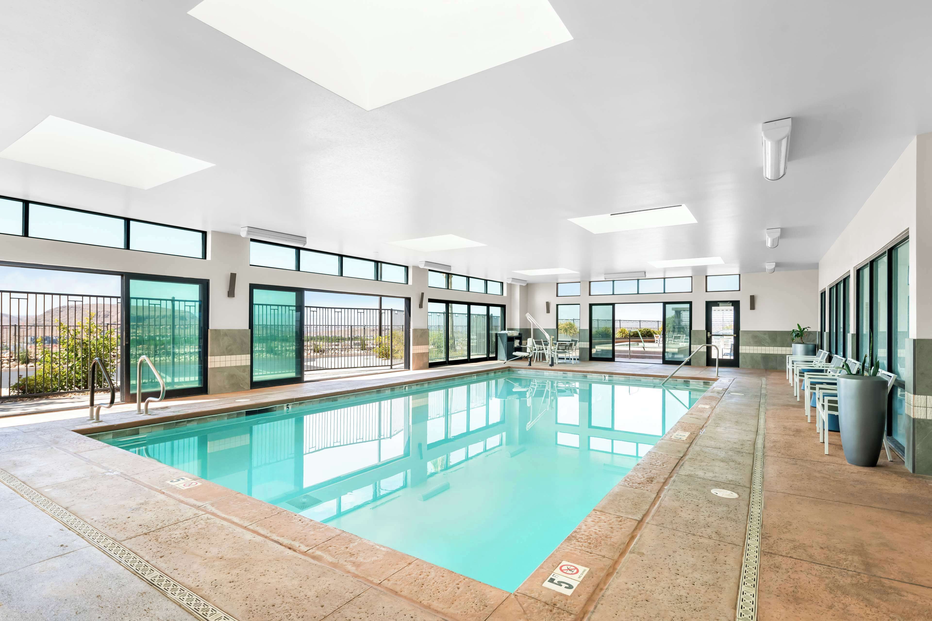 Indoor pool, open 9:00 AM to 10:00 PM, sun loungers