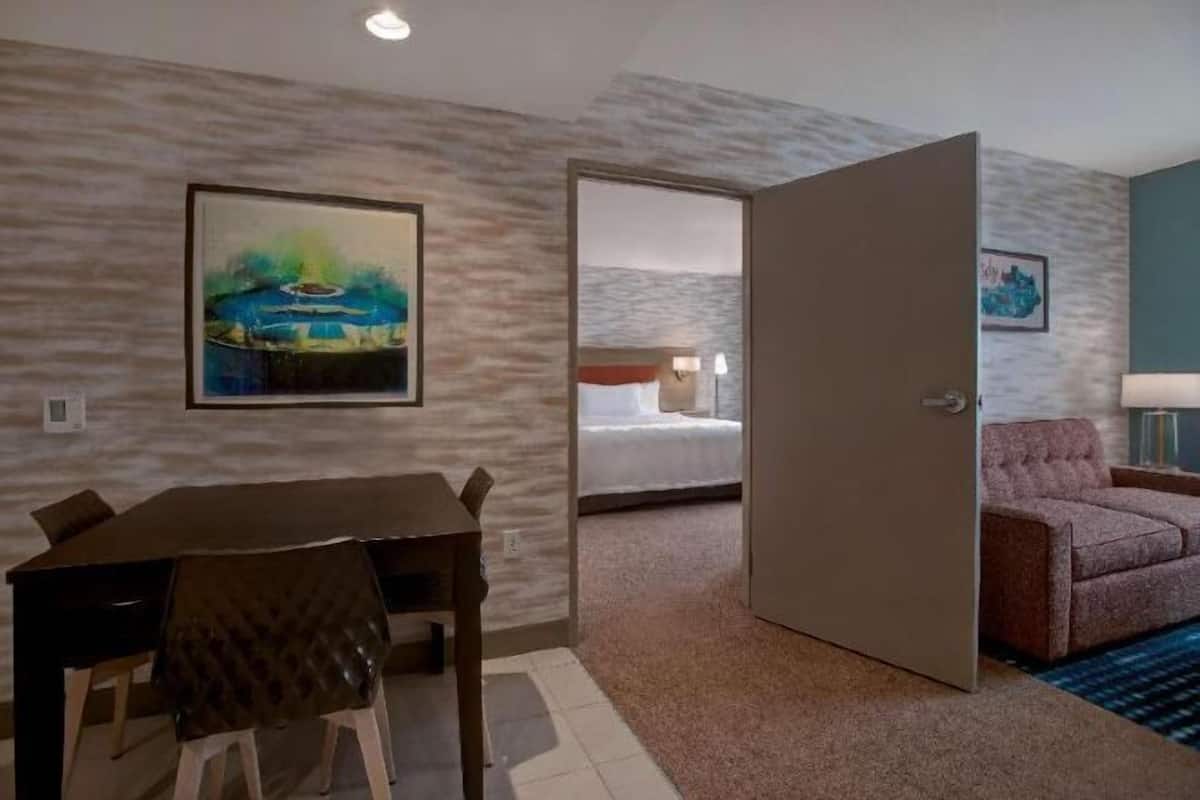 1 bedroom, desk, laptop workspace, blackout curtains