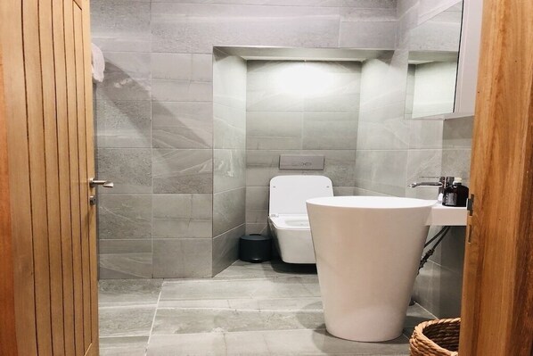 Douche, articles de toilette (gratuits), séchoir à cheveux