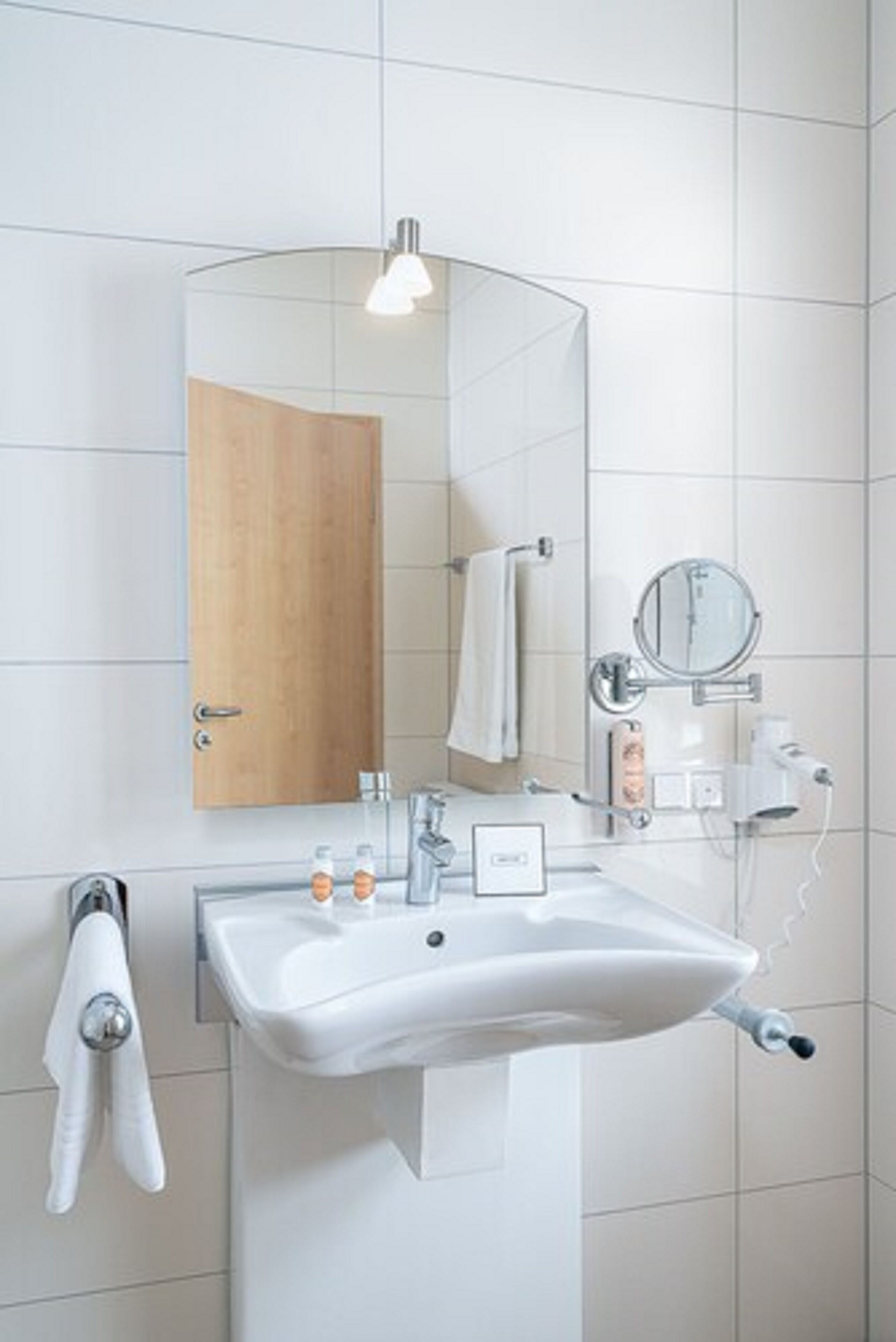 shower, eco-friendly toiletries, hair dryer, towels