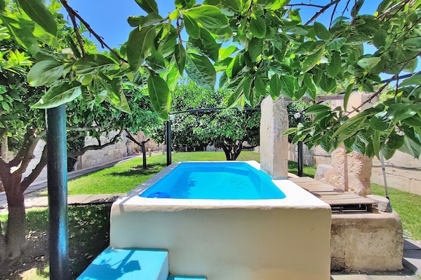 Traditioneller Garten mit traditionellem Schwimmbad (safareig)