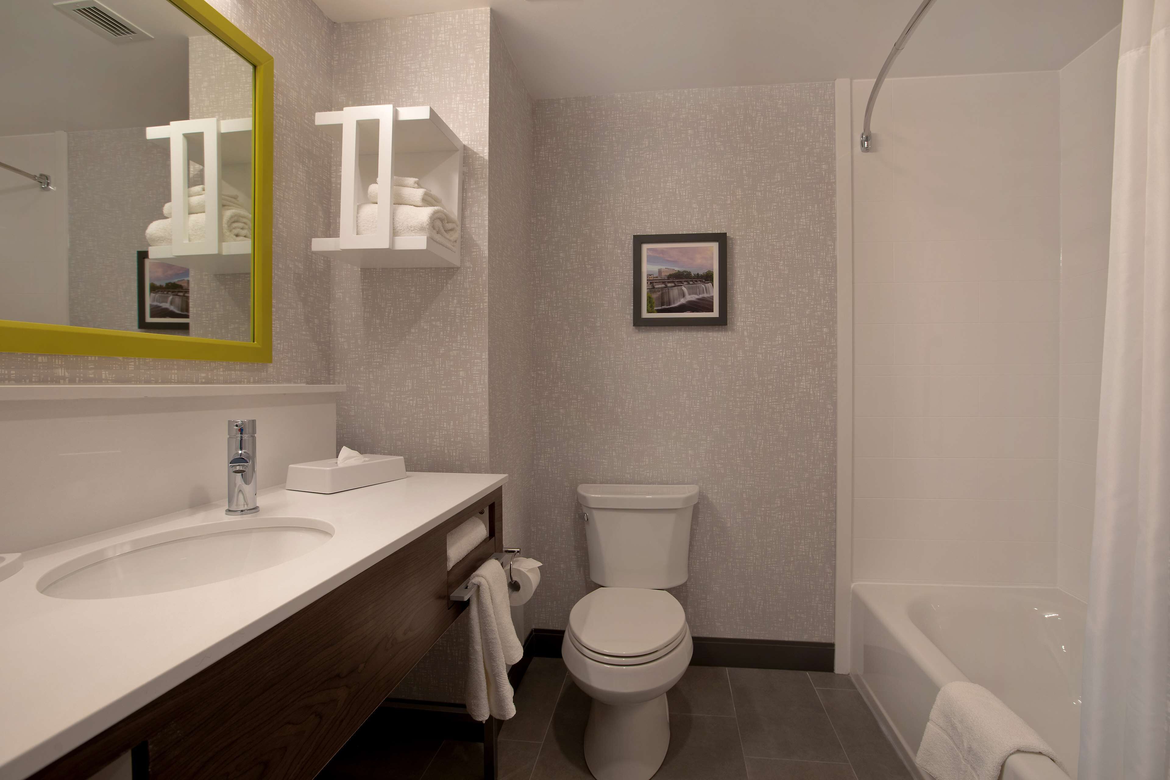 room, 2 queen beds, refrigerator & microwave | bathroom | free toiletries, hair dryer, towels, soap