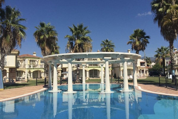 Seasonal outdoor pool, pool umbrellas, pool loungers