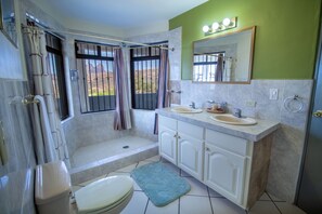 Eco-friendly toiletries, towels, soap, shampoo