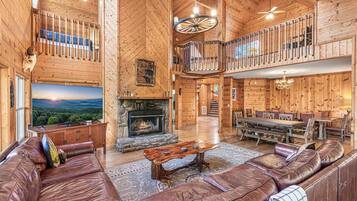 Smart TV, fireplace, video games, DVD player