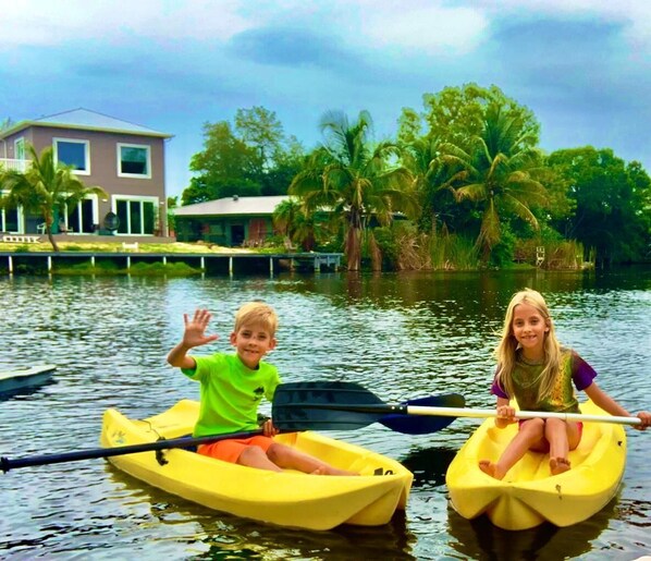 Guests can paddle through the calm waters of our serene surroundings.