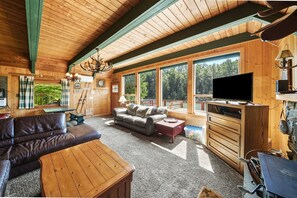 智能電視、壁爐、DVD 播放機