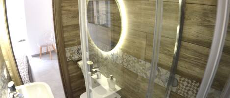 Shower, rainfall showerhead, hair dryer, bidet