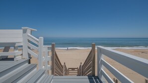A wooden boardwalk leading to a beach with a clear view of the ocean. - 2065 - Sweet Home Carolina - Oceanfront Escape w/ Pool, Hot Tub & Views (Corolla)