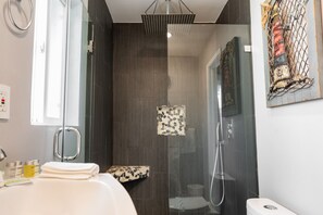 Secador de cabelo, toalhas de banho
