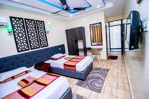In-room safe, desk, laptop workspace, iron/ironing board