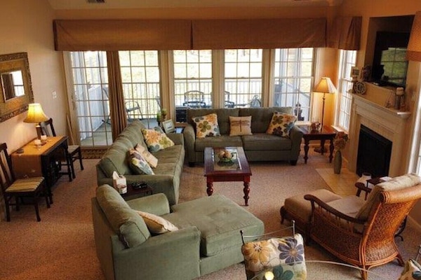 Televisión, chimenea y estéreo