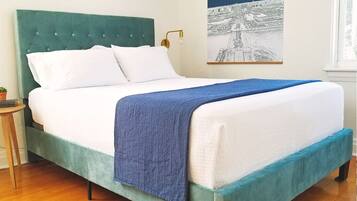 4 bedrooms, memory-foam beds, desk, iron/ironing board