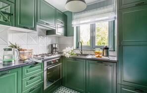 Fridge, oven, stovetop, dishwasher