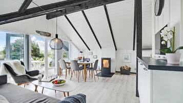 Smart TV, fireplace, DVD player