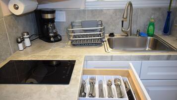 Réfrigérateur, micro-ondes, plaque de cuisson, lave-vaisselle