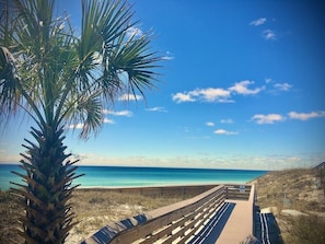Beach nearby, sun loungers