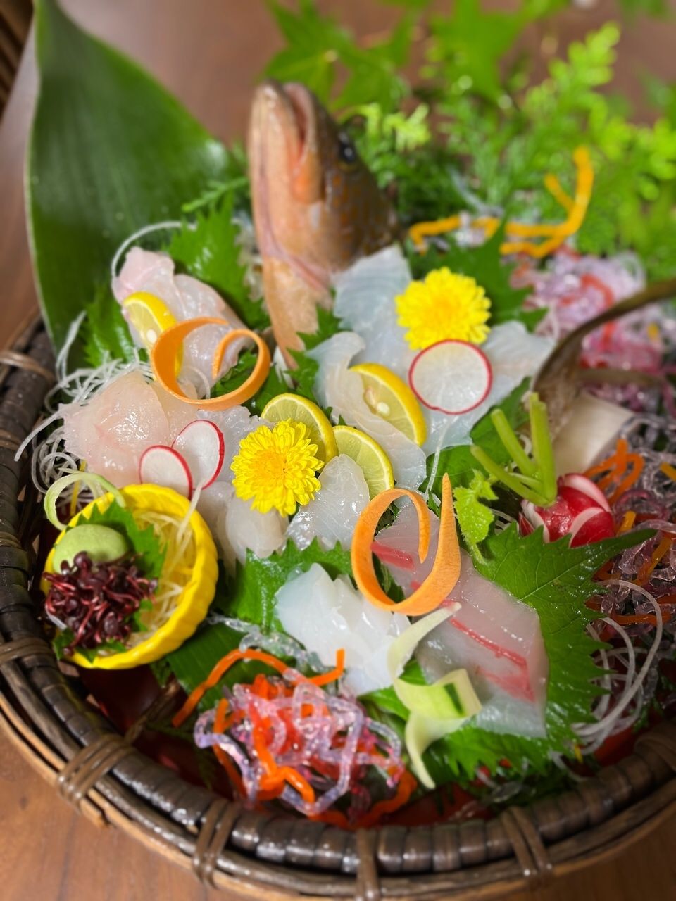 A seafood platter with various ingredients.