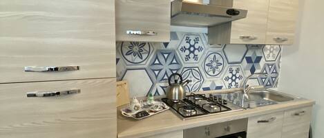 Comfort Apartment | Private kitchen | Fridge, oven, stovetop, electric kettle