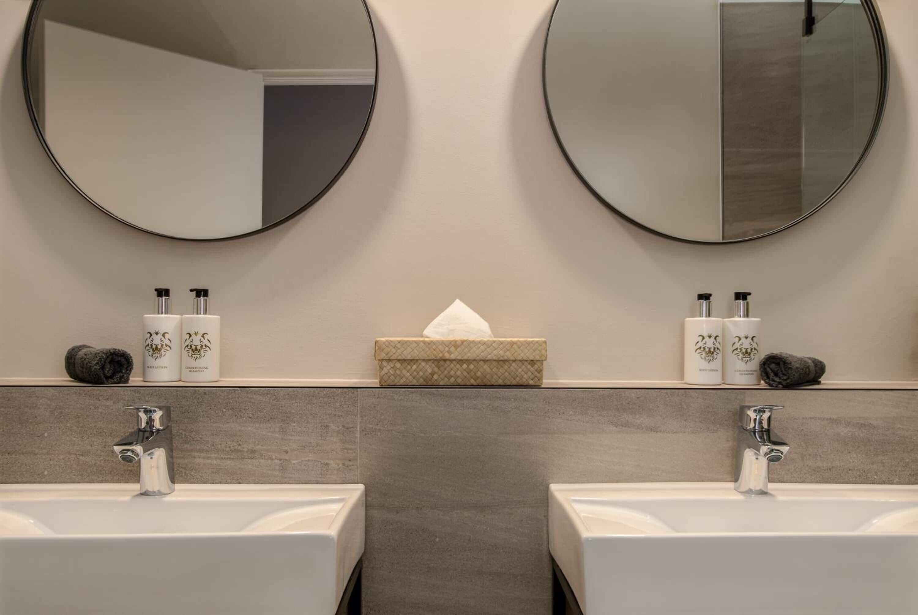 luxury room | bathroom | designer toiletries, towels, soap, shampoo