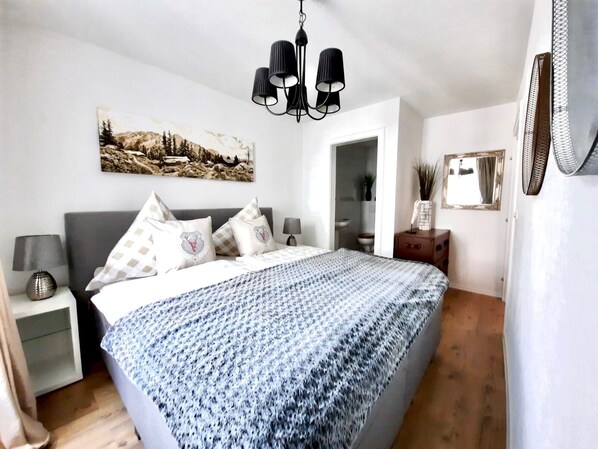 2 bedrooms, iron/ironing board, travel crib, WiFi