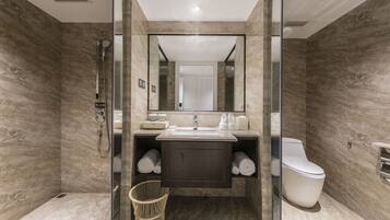 Standard Room, 2 Twin Beds, Smoking | Bathroom | Hair dryer, bathrobes, slippers, towels