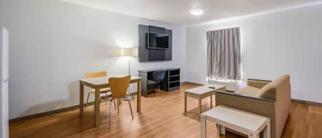 Desk, free WiFi, bed sheets