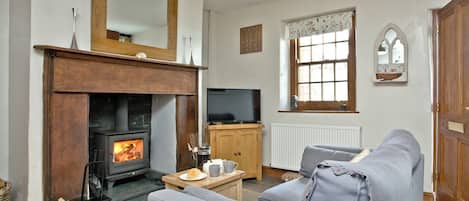 TV, fireplace