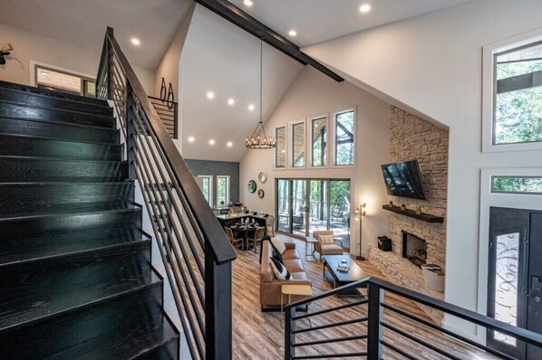 Smart TV, fireplace, video games