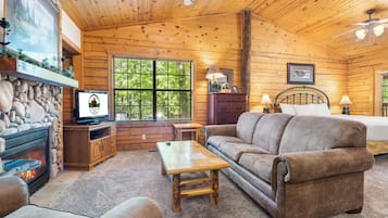 TV connectée, cheminée, lecteur de DVD