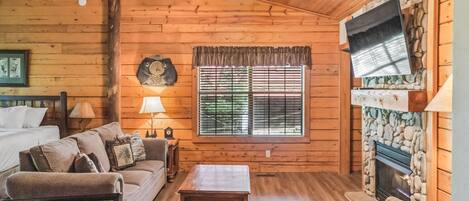 TV connectée, cheminée, lecteur de DVD