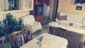 TV, fireplace, books - Stone House Gregov - Bedroom 4 (Lumbarda)