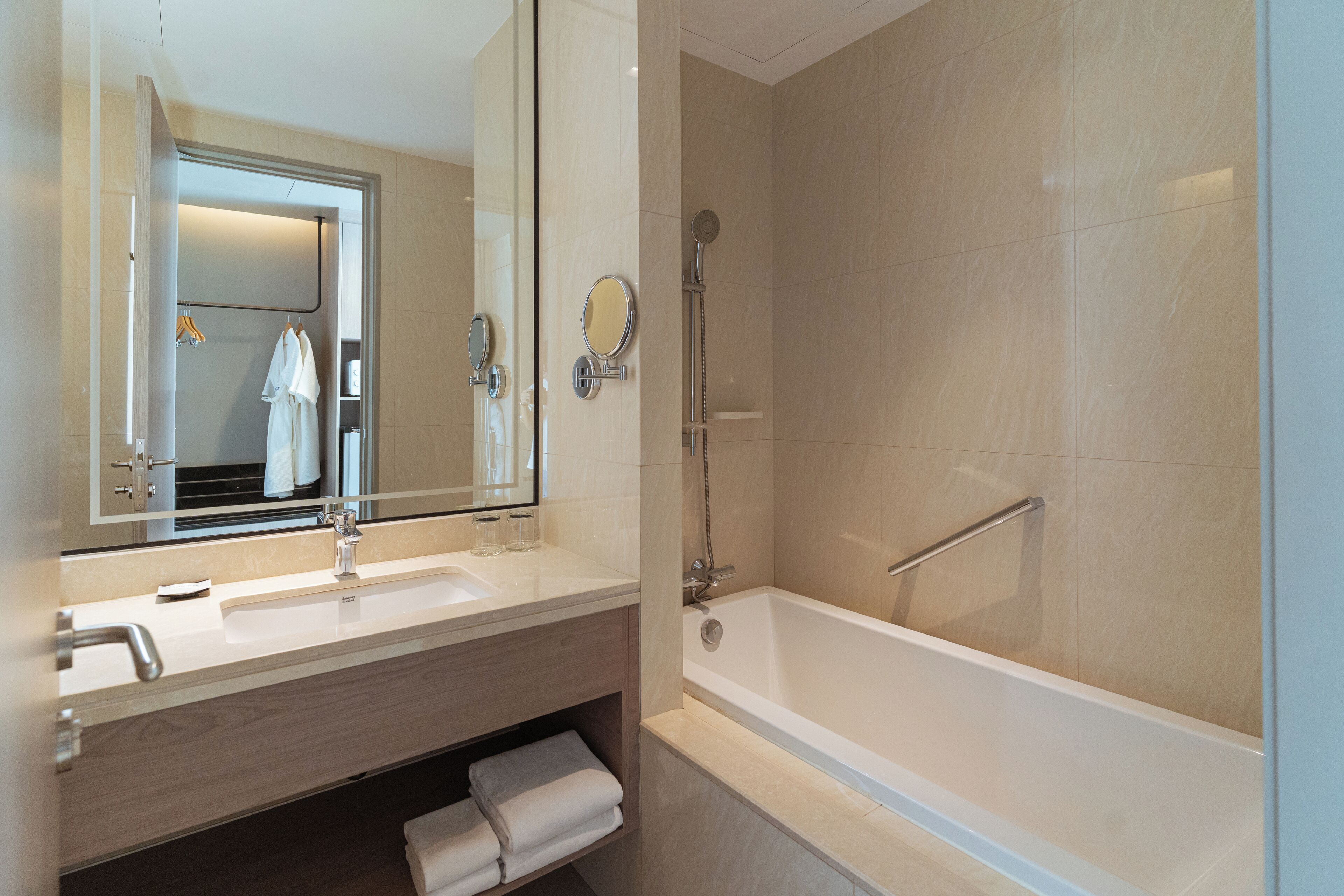 free toiletries, hair dryer, bathrobes, slippers