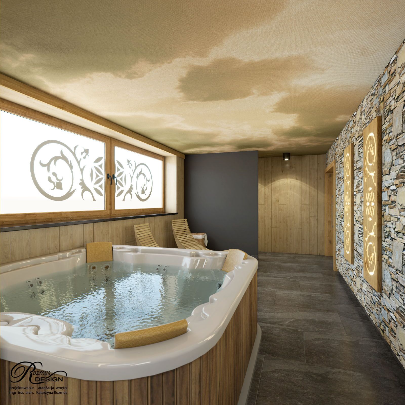 Indoor spa tub