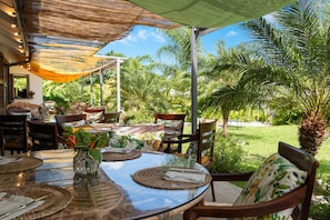 Lunch and dinner served, garden views