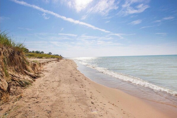 Playa en los alrededores y camastros 