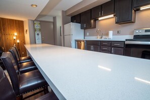 Fridge, microwave, stovetop, dishwasher