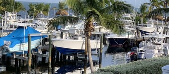 Our place overlooks the Atlantic. Our marina is less than 50 ft from our patio