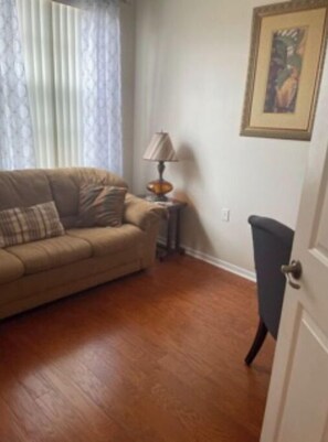 Smart TV, books, stereo, offices