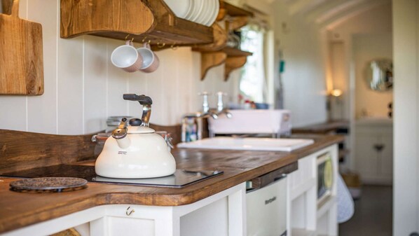 Fridge, microwave, stovetop, toaster