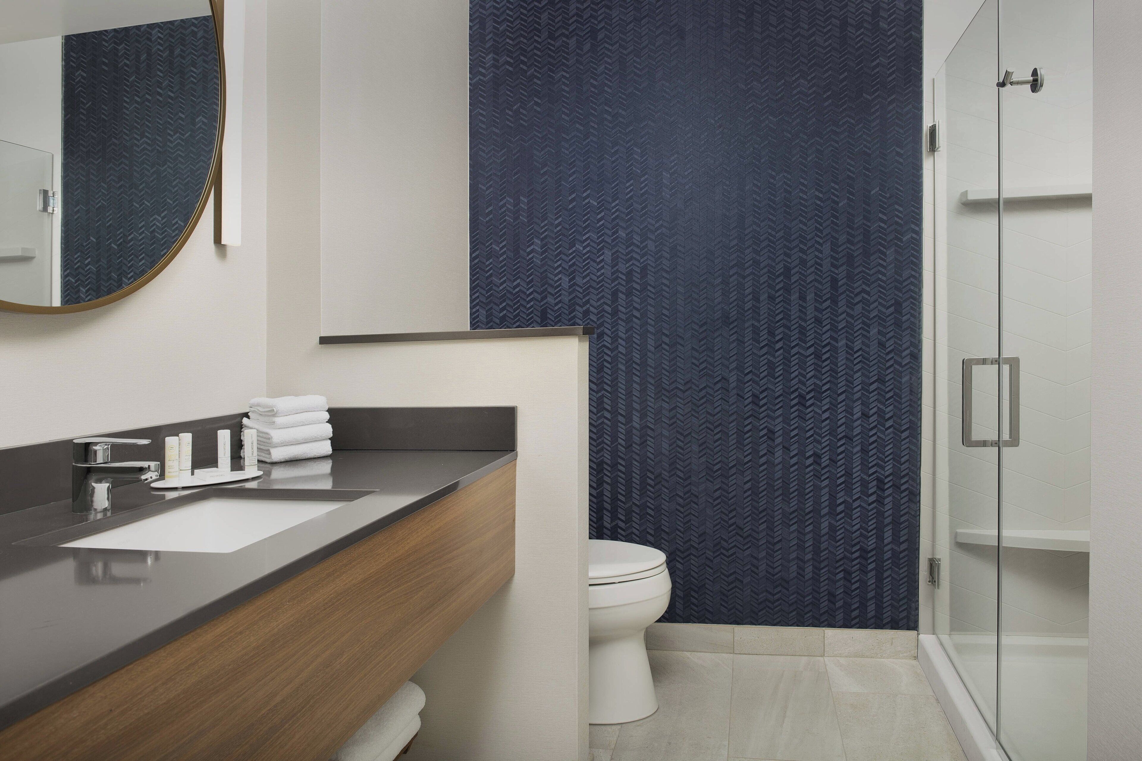 free toiletries, hair dryer, towels