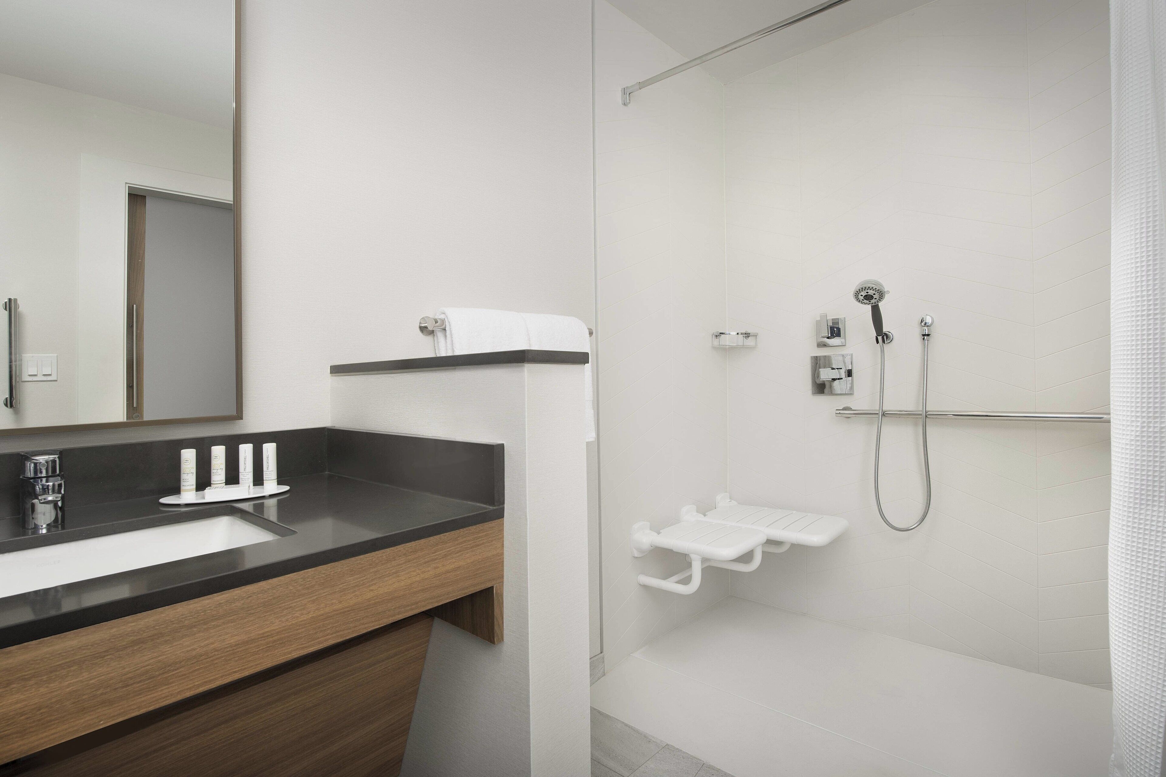 free toiletries, hair dryer, towels